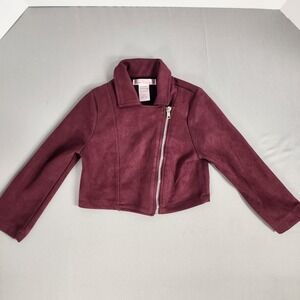 Love to be Loved Moto Jacket Girls‎ 5 Burgundy Faux Suede Asymmetric Zip